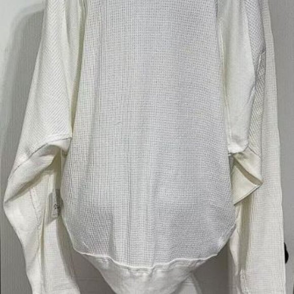 Free People Santa Clara Oversized Cream Ivory Thermal V-Neck Long Sleeve Top, M - Picture 6 of 6